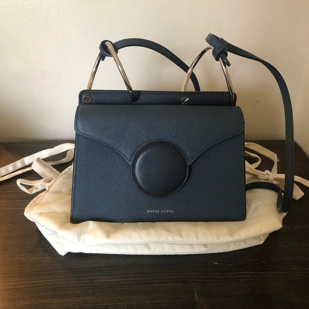 Danse Lente Phoebe Mini Navy Leather Cross Body